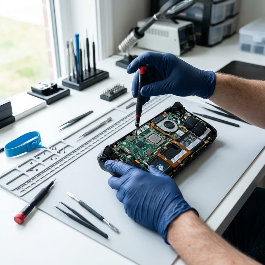 Handheld gaming PC repair illustration