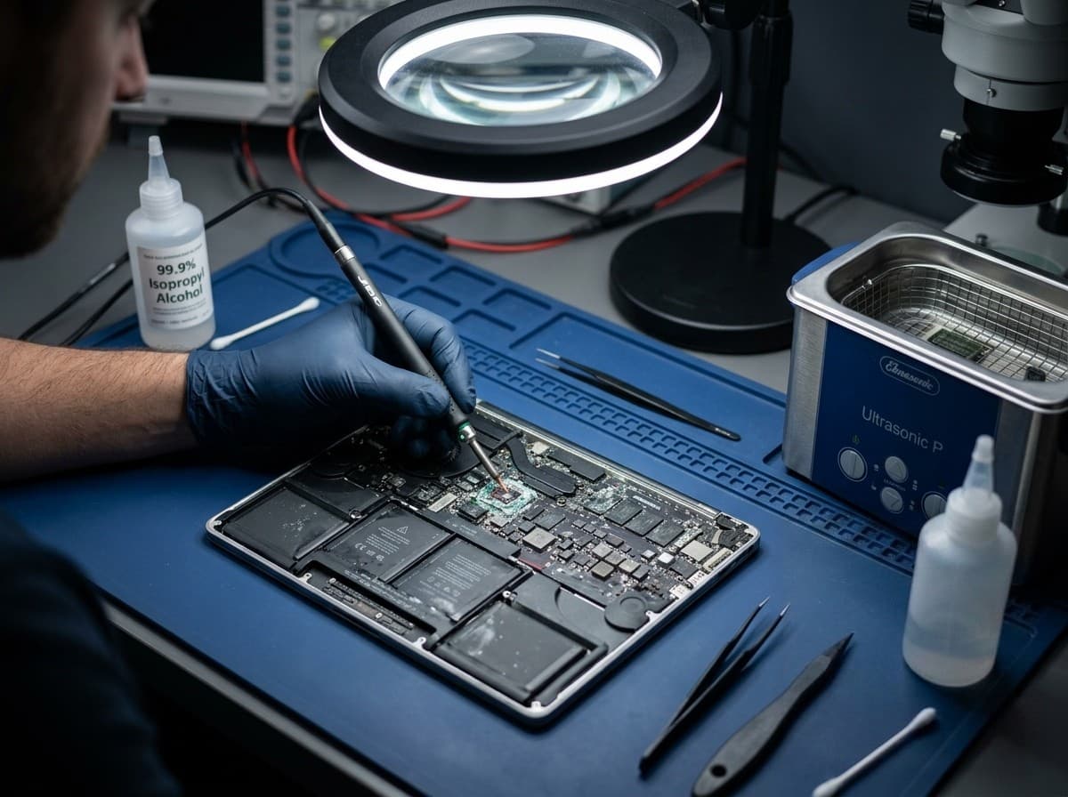 MacBook liquid damage ultrasonic cleaning and repair