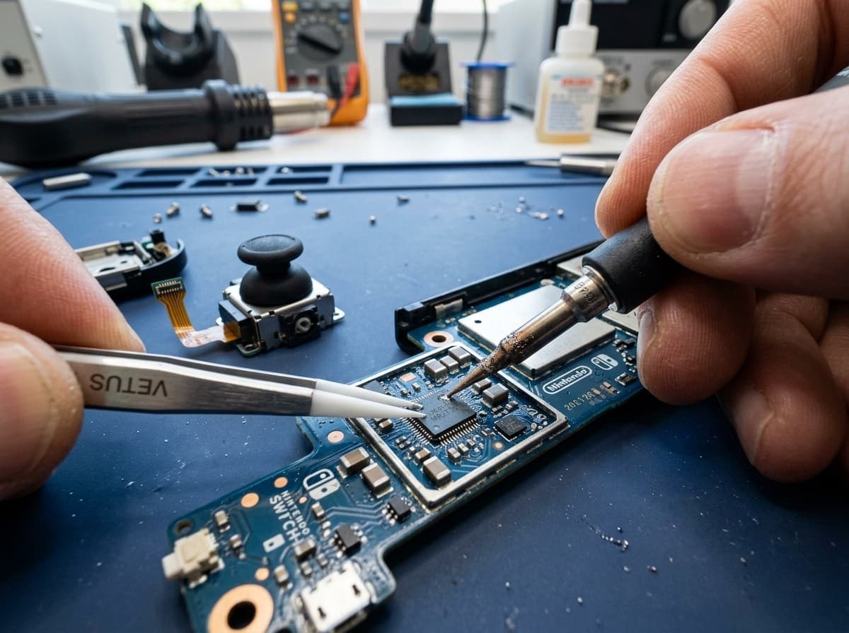 Nintendo Switch console opened for Joy-Con drift repair