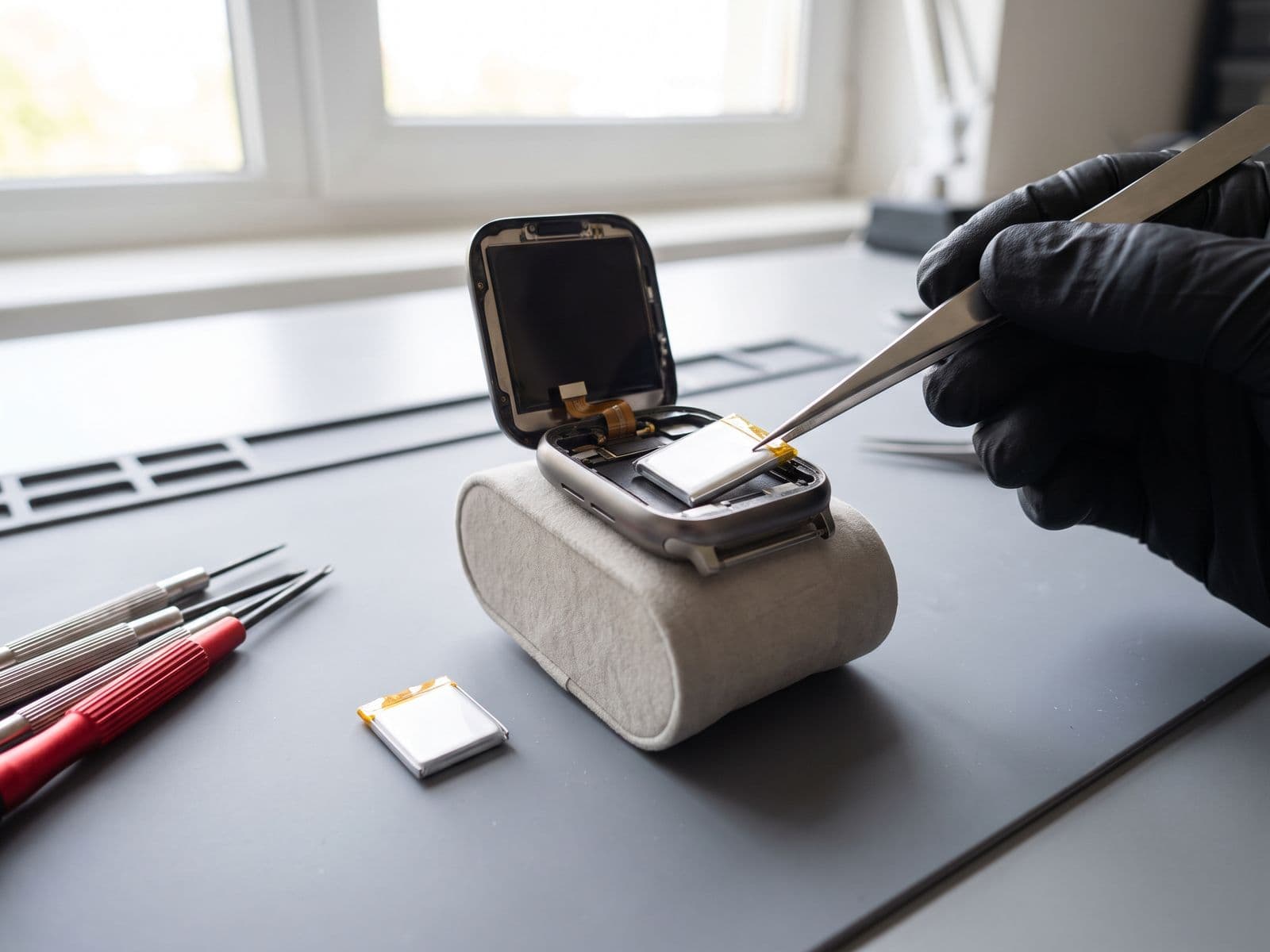 Smartwatch battery being replaced