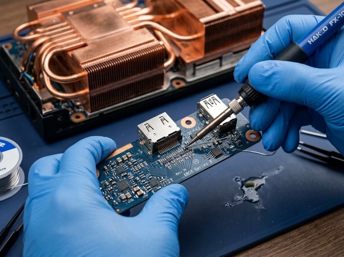 Xbox console opened for HDMI port and cooling repair
