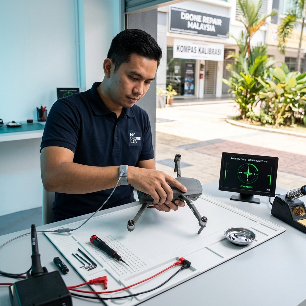 Drone compass calibration test — TechFix quality assurance process